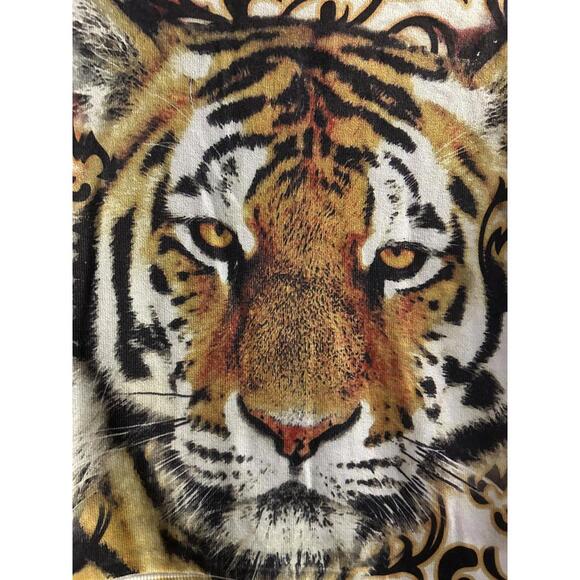 Cartise Sequin Tiger Print Zip Cardigan Top Size M Baroque Animal Statement - Picture 3 of 12